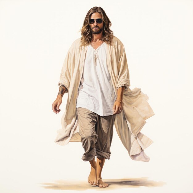 Jezus Chrystus w stylu Tran Nguyen Uhd Image z estetyką Desertwave