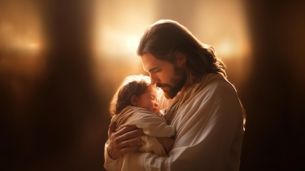 Jezus trzymający małe dziecko