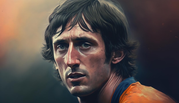 Johan Cruyff piłkarz z Holandii fotografia obraz Grafika wygenerowana przez sztuczną inteligencję