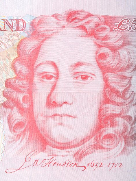John Houblon portret z angielskich pieniędzy