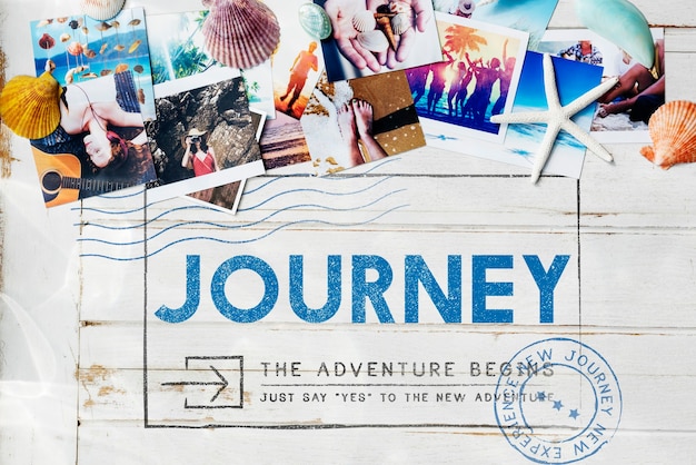 Zdjęcie journey adventure post stamp travel concept