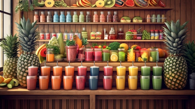 Juice bar z świeżymi warzywami i owocami