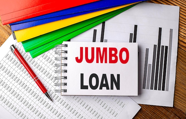 JUMBO LOAN tekst na notatniku z folderem na wykresie