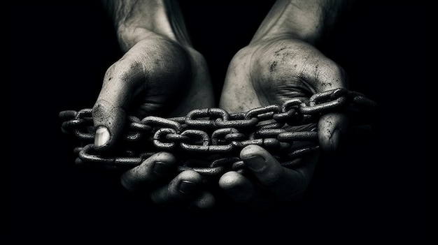 Juneteenth koncepcja Hands zerwanie łańcucha Ręce grafiki koncepcyjnej niewolnictwa z łańcuchem