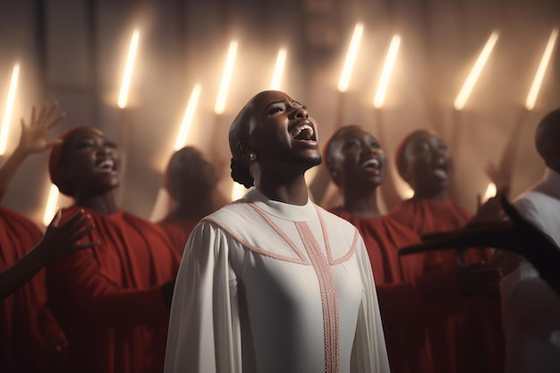 Juneteenth występ chóru gospel rozprzestrzeniający Generative ai