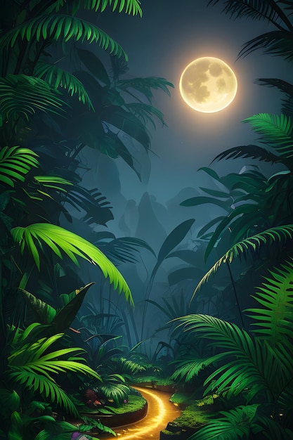 Jungle with MoonlightJungle WallpaperJungle Background ai generowane
