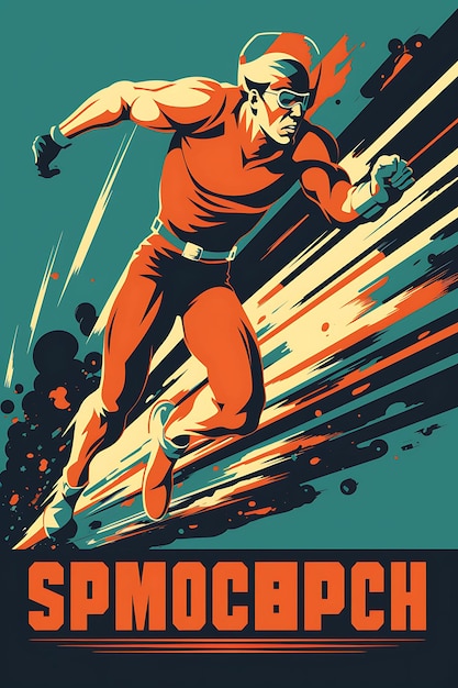 Zdjęcie k1 100 meter dash wysoka prędkość wybuchowa wysoki kontrast kolorystyczny wi flat 2d sport art poster