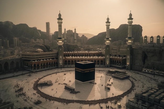 Kaaba w Mekce Hajj muzułmanie z Arabii Saudyjskiej generatywnie ai