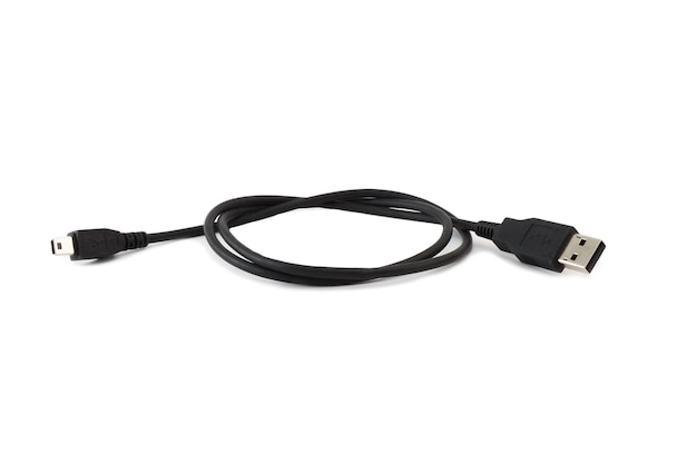 Kabel USB-Mini USB. Pojedynczo na białym