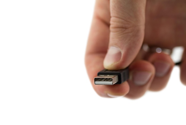 Kabel USB w ręku