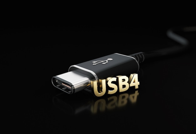 Kabel złącza USB typu C lub USB 4 grafika 3d ilustracja.