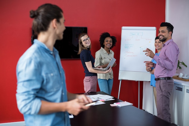 Kadra Zarządzająca Omawia Flipchart Podczas Spotkania