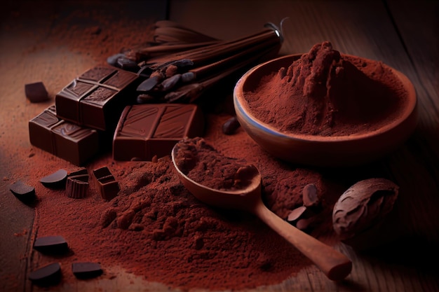 Kakao w proszku z czekoladą Generative Ai