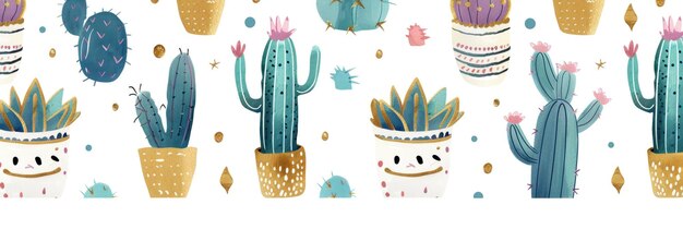 Kaktus bezszwowy wzór Wzorzec tła uroczych kaktusów