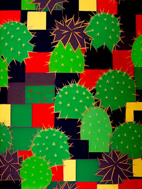 Kaktus ilustracja natura malarstwo reprodukcja artystyczny szablon tła