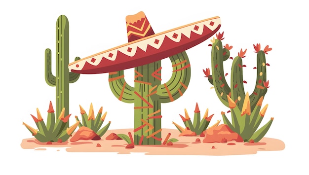 Zdjęcie kaktus w kapeluszu meksykańskim