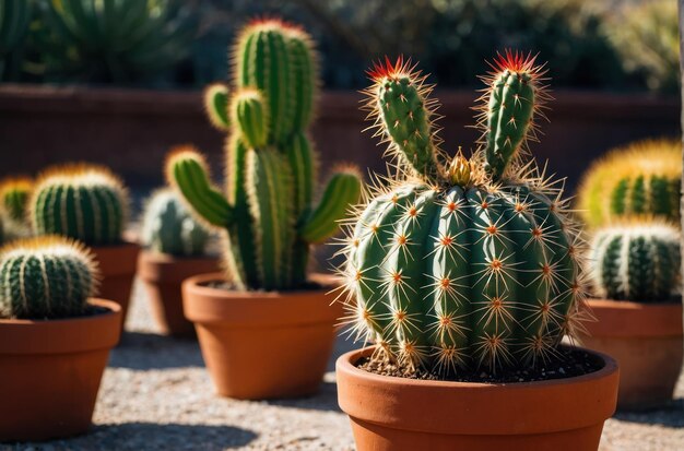 Zdjęcie kaktus z króliczym uchem w terakotowym garnku