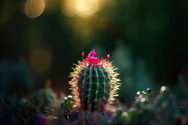 Kaktus z naturalnym tłem z bliska