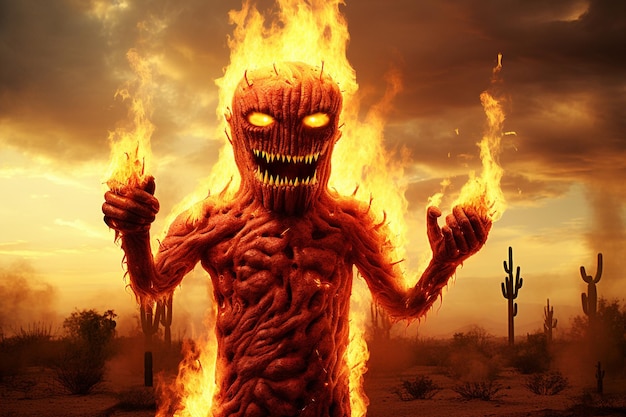 Zdjęcie kaktus z ramionami przypominającymi płomienie