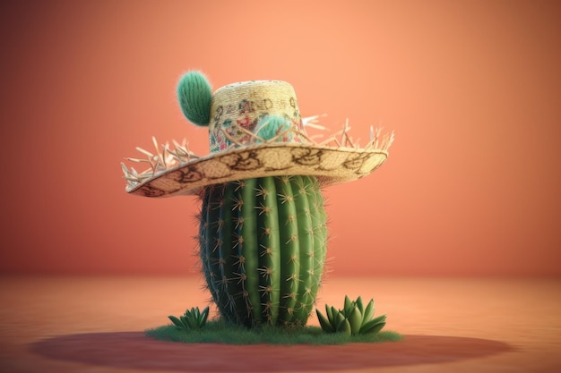 Kaktusowa meksykańska impreza sombrero Wygeneruj Ai