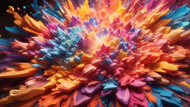 Kalejdoskop żywych kolorów wybuchających z pudrowej eksplozji