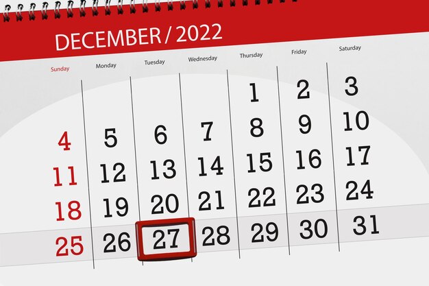 kalendarz 2022 termin dzień miesiąc strona organizator data grudzień wtorek numer 27