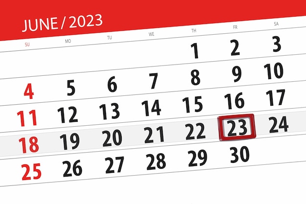 Kalendarz 2023 termin dzień miesiąc strona organizator data czerwiec piątek numer 23