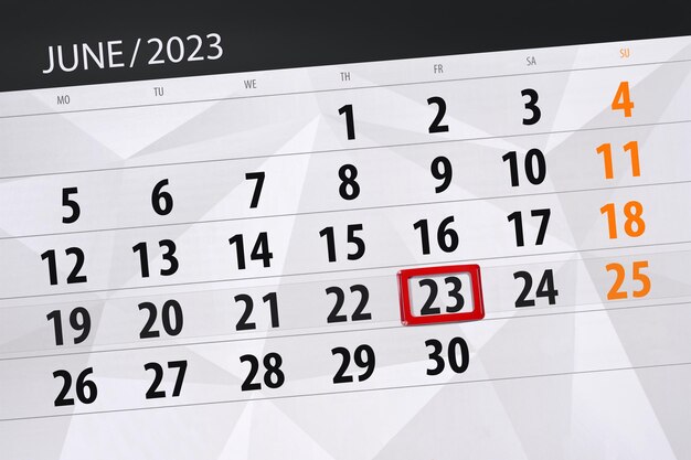 Kalendarz 2023 Termin Dzień Miesiąc Strona Organizator Data Czerwiec Piątek Numer 23
