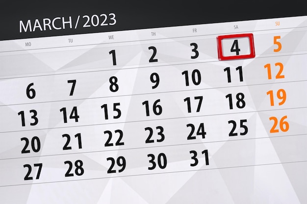 Kalendarz 2023 termin dzień miesiąc strona organizator data marzec sobota numer 4