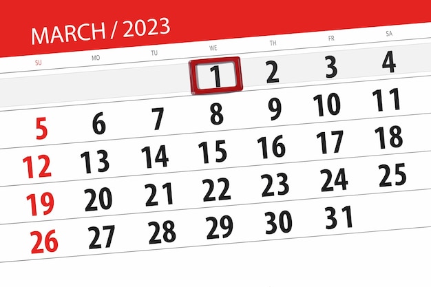 Kalendarz 2023 termin dzień miesiąc strona organizator data marzec środa numer 1