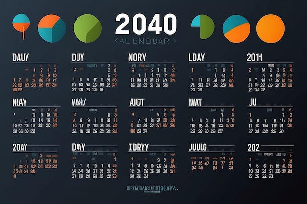 Zdjęcie kalendarz 2024 z prostym i nowoczesnym projektem tydzień zaczyna się w poniedziałek kalendarz prosty