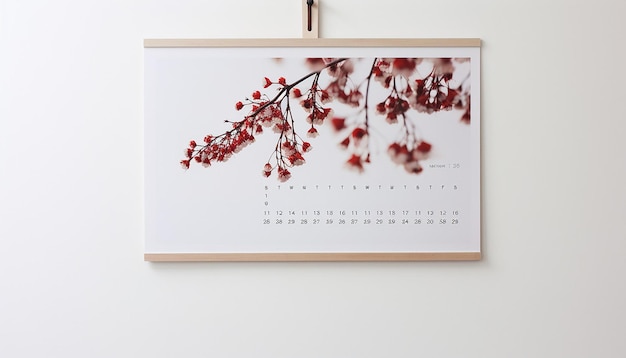 kalendarz ścienny wiszący na białej ścianie