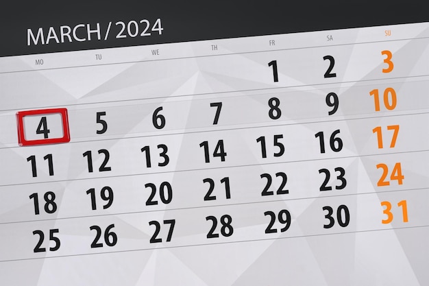 Kalendarz termin końcowy dzień miesiąc strona organizator data marzec poniedziałek numer 4