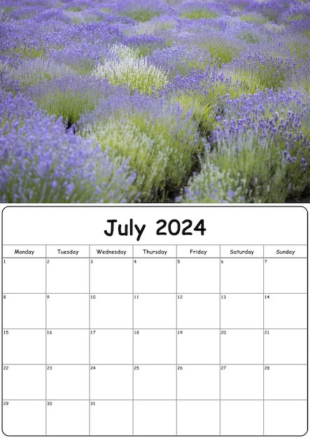 Zdjęcie kalendarz z zdjęciami przyrody na lipiec 2024