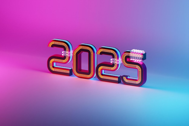 Kaligrafia 2025 z numerami 3D na kolorowym tle z kulkami na świętowanie Nowego Roku dla ulotek, plakatów, znaków dla biznesu, projektów, broszur, kart, banerów, pocztówek, ilustracji 3D