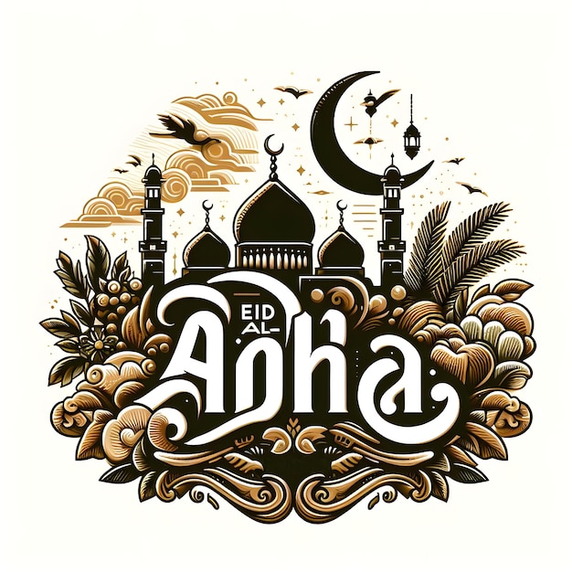 Zdjęcie kaligrafia eid al adha typografia