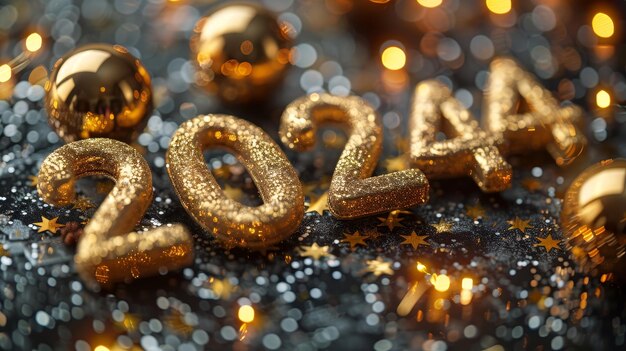 Zdjęcie kaligraficzny i malowany pędzlem efekt tekstu z pozdrowieniem szczęśliwego nowego roku 2024 nowoczesne ilustracje tła na nowy rok39s i szczęśliwe noworoczne postanowienia