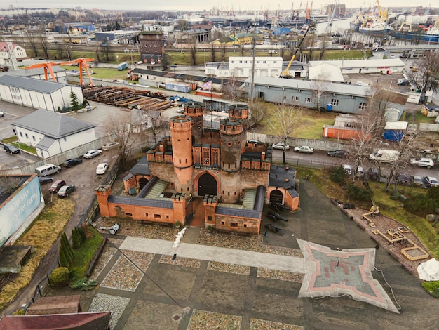 Kaliningradzkie Obwodowe Muzeum Bursztynu. Wieża Don. Brama Rosengarten. widok z góry, widok z lotu ptaka