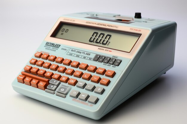 Zdjęcie kalkulator cyfrowy na białym ar c v