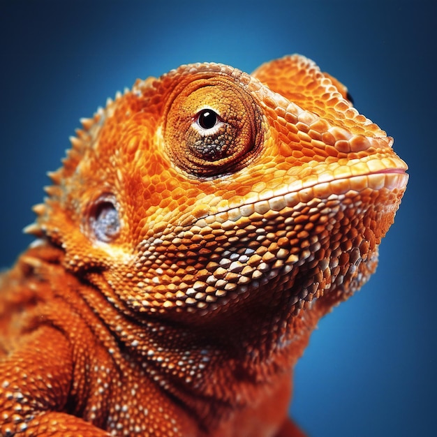 Kameleon na niebieskim tle Portret przeznaczone do walki radioelektronicznej