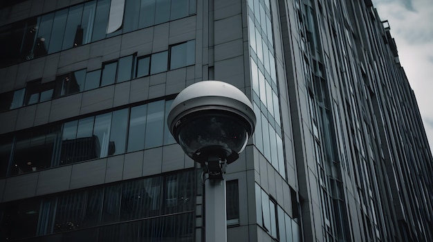 Kamera bezpieczeństwa w nowoczesnym budynku CCTV na ścianie w mieście