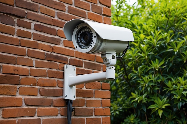 Kamery CCTV są zainstalowane w ogrodzie.