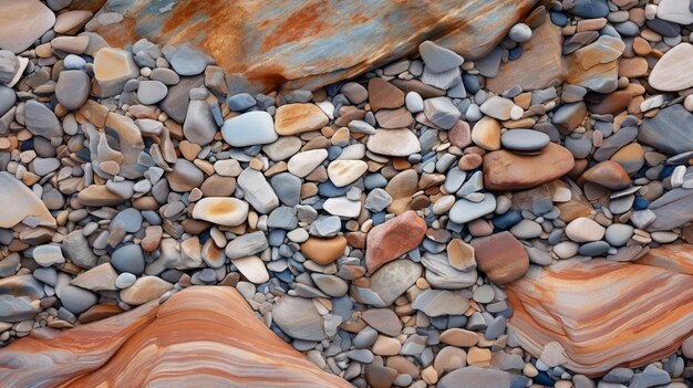 Zdjęcie kamień naturalny na malowniczym wybrzeżu tło kamyka skalnego