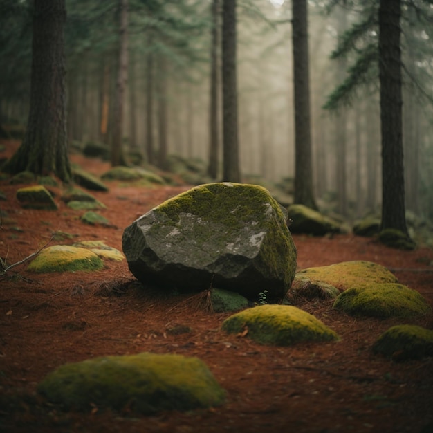 Kamień w lesie.