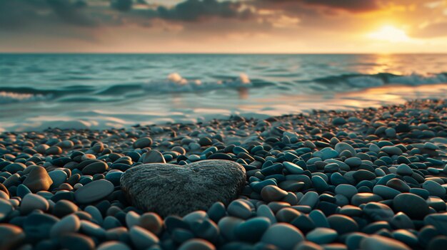 Kamienie w kształcie serca na wybrzeżu Rocky Beach