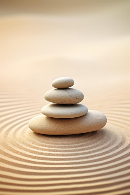 Kamienie Zen z liniami na piasku Koncepcja terapii spa i medytacji