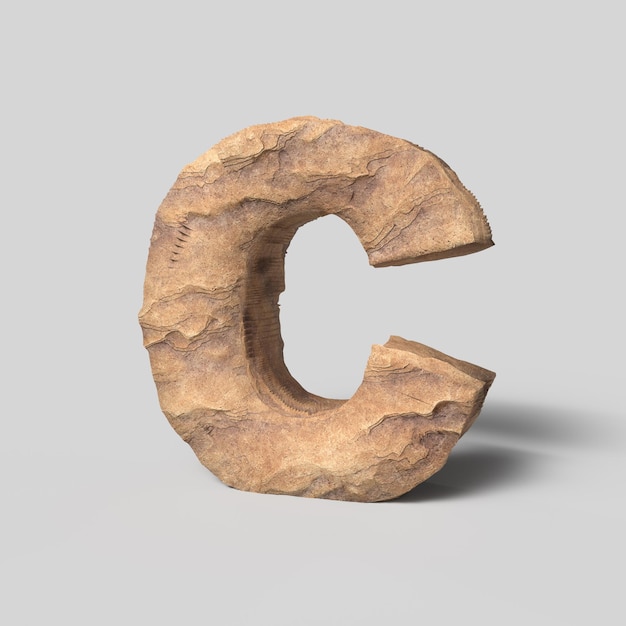 Kamienna czcionka renderowania 3D litery C