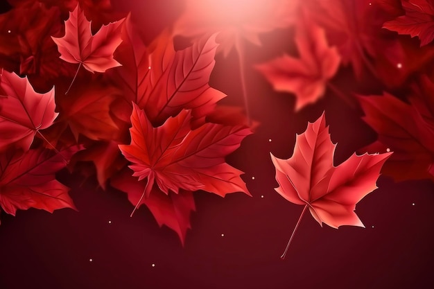 Kanada dzień projekt czerwonych liści klonu tło z miejsca kopiowania generuje ai