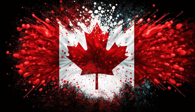 Kanada fajerwerki tło z flagą Kanady Generatywne ai