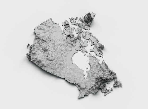Kanada Mapa Islandia Flaga Zacieniony relief Kolor Wysokość mapa na białym tle Ilustracja 3d